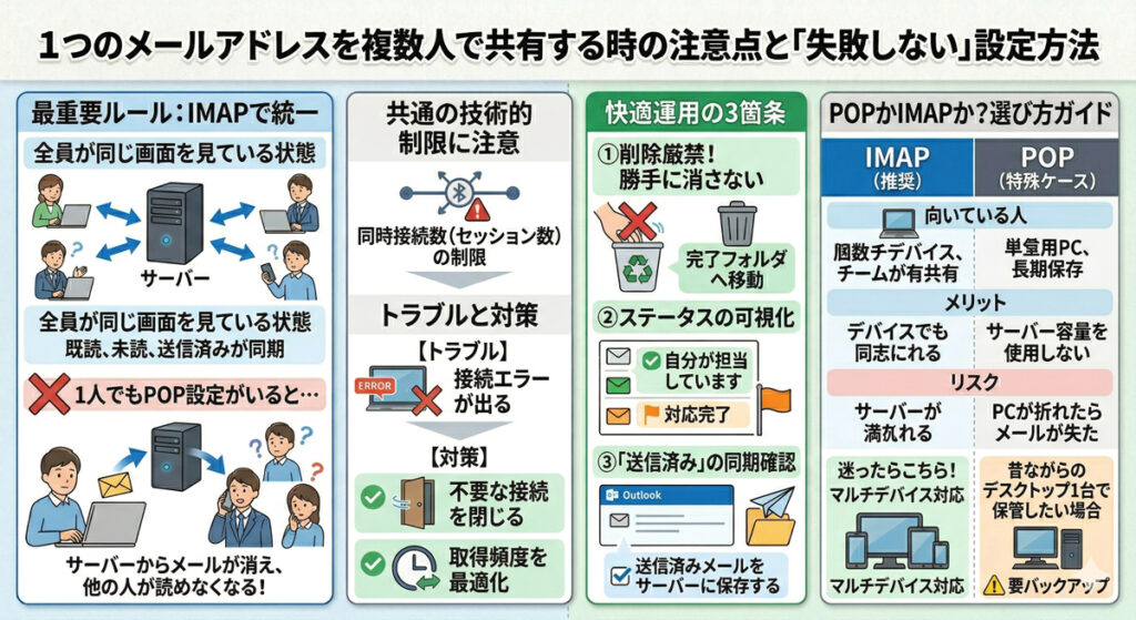 1つのメールアドレスを複数人で共有する時の注意点と「失敗しない」設定方法